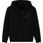 Erkek Tam Fermuarlı Kapşonlu Şardonlu Sweatshirt - Siyah