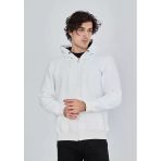 Erkek Tam Fermuarlı Kapşonlu Sweatshirt - Beyaz