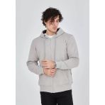 Erkek Tam Fermuarlı Kapşonlu Sweatshirt - Boyalı Gri