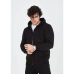 Erkek Tam Fermuarlı Kapşonlu Sweatshirt - Siyah