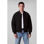 Erkek Tam Kalıp Kolej Yaka Bomber Ceket - Siyah - Black - XL