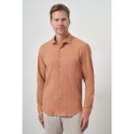 Erkek Tarçın Gofre Trend Desenli Dynamic Fit Italyan Yaka Gömlek - XL