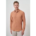 Erkek Tarçın Gofre Trend Desenli Dynamic Fit İtalyan Yaka Gömlek
