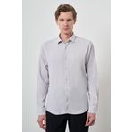 Erkek Taş Gofre Trend Desenli Dynamic Fit İtalyan Yaka Gömlek