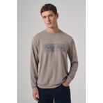 Erkek Taş Trend Baskılı Bisiklet Yaka Sweat-Shirt