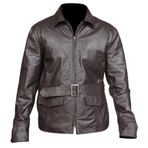 Erkek Tasarımcı Günlük Kahverengi Blazer Stil Deri Ceket, kahverengi, XS