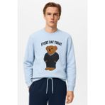 Erkek Teddy Desenli Pijama Üstü Mavi