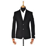 Erkek Tek Spor Ceket Çift Yırtmaçlı Gofre BGL-ST03587 SİYAH 50