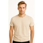 ERKEK TİŞÖRT (2025 Summer Erkek Premium Kısa Kol Tshirt %100 Pamuk Relax Fit Bisiklet Yaka) - Bej