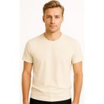 ERKEK TİŞÖRT (2025 Summer Erkek Premium Kısa Kol Tshirt %100 Pamuk Relax Fit Bisiklet Yaka) - Ekru