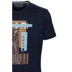Erkek Tişört Bisiklet Yaka Lacivert%100 Pamuk Slim Fit Baskılı T-shirt NCS JEANS 1228 LACİVERT L