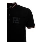 Erkek Tişört Hakim Yaka Siyah%100 Pamuk Slim Fit Baskılı T-shirt NCS JEANS 1975 SİYAH S
