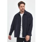 Erkek Tom Lacivert Oversize Gabardin Gömlek