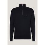 Erkek Tommy Hilfiger Logolu Yarım Fermuarlı Bisiklet Yakalı Erkek Kazak Siyah Kazak M - 3XL