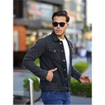 Erkek Trend Polo Yaka Slim Fit Denim Jeans Antrasit Kot Ceket - Gri