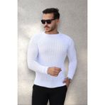 Erkek Triko Kazak Slimfit - 2XL - Beyaz