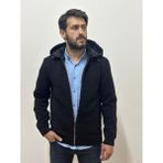 Erkek Triko Kombinli Garni Kapitone Kapüşonlu Mont - Siyah - XL