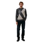 Erkek Triko Koyu Grimelanj Bisiklet Yaka Koyu Grimelanj Baklava Desenli Slim Fit Pamuklu Kazak NCS JEANS 3728 KOYU GRİ XL