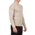 Erkek Triko Tam Boğazlı Örgü Desenli Bej Slim Fit Kazak NCS JEANS 3659 BEJ 3XL