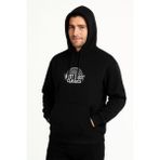 Erkek Üç İplik Kapüşonlu Ön ve Arka Baskılı SweatShirt hoodie - Siyah