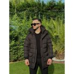 Erkek Uzun Dolum Şişme Mont - Siyah - XL