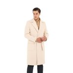 Erkek Uzun Kemerli Kaşe-Palto Regular Fit Bej 56