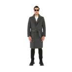 Erkek Uzun Kemerli Kaşe-Palto Regular Fit Gri 50