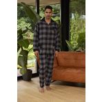 Erkek Uzun Kol Apaj Yaka Siyah Pijama Takımı C8T3N0O4 SİYAH XL