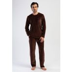 Erkek Uzun Kol Kadife Kahve Pijama Takım C8T9N0O304 KAHVE M