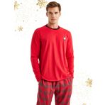 Erkek Uzun Kol Kırmızı Yılbaşı Temalı Pijama Takım C1T9N5O04 KIRMIZI S