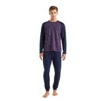 Erkek Uzun Kol Lacivert Desenli Pijama Takım C2T8N5O04 LACİVERT M