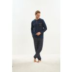 Erkek Uzun Kol Lacivert Pijama Takım C7T3N5O9 LACİVERT 3 XL