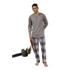 Erkek Uzun Kol Midi Yaka Antrasit Pijama Takımı C6T5N0O8 ANTRASİT L