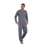 Erkek Uzun Kol Midi Yaka Antrasit Pijama Takımı C9T2N5O6 ANTRASİT M