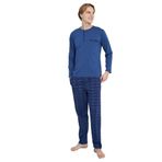 Erkek Uzun Kol Midi Yaka İndigo Pijama Takımı C9T2N2O3 İNDİGO XL