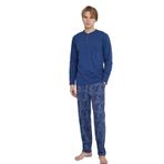 Erkek Uzun Kol Midi Yaka İndigo Pijama Takımı C9T2N5O6 İNDİGO M