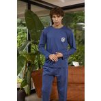 Erkek Uzun Kol O Yaka İndigo Pijama Takımı C2T5N0O8 İNDİGO XL
