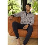 Erkek Uzun Kol Polo Yaka Gri Pijama Takımı C2T4N2O9 GRİ XXL