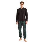 Erkek Uzun Kol Siyah%100 Pamuk Pijama Takım C6T8N5O04 SİYAH L