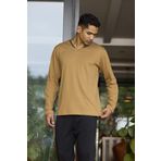 Erkek Uzun Kol V Yaka Camel Pijama Takımı C9T2N0O6 CAMEL XL