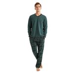 Erkek Uzun Kol Yeşil Pijama Takım C7T8N5O04 YEŞİL XXL