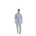 Erkek Uzun Kol%100 Pamuk Mavi Pijama Takım 9516 MAVİ M