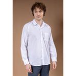 Erkek Uzun Kollu Klasik Regular Kalıp Armürlü Düz Natural Pamuk Baba Gömlek 8190 - 2XL - Beyaz