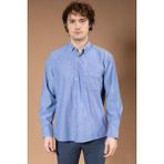 Erkek Uzun Kollu Klasik Regular Kalıp Armürlü Düz Natural Pamuk Baba Gömlek 8190 - 2XL - Mavi
