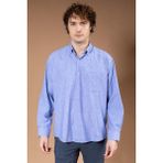 Erkek Uzun Kollu Klasik Regular Kalıp Armürlü Düz Natural Pamuk Baba Gömlek 8190 - 2XL - Mavigri