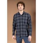 Erkek Uzun Kollu Klasik Regular Kalıp Kareli Natural Organik Pamuk Baba Gömlek 8160 - 2XL - Koyu Gri