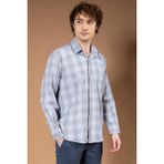 Erkek Uzun Kollu Klasik Regular Kalıp Kareli Natural Organik Pamuk Baba Gömlek 8160 - XL - Açık Gri