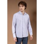 Erkek Uzun Kollu Klasik Regular Kalıp Kareli Natural Pamuk Baba Gömlek 8170 - 2XL - Açık Gri