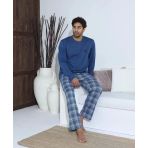 Erkek Uzun Kollu Penye Pijama Takımı-Medıum Lacivert