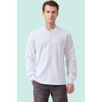 Erkek Uzun Kollu Polo Yaka Sweatshirt Pamuk Galanthus Sweat Pamuklu Iş Günlük Için - Beyaz - 2XL